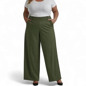 Lee The Wear Anywhere Wide Leg Pants In Olive Grove Green Size 26W